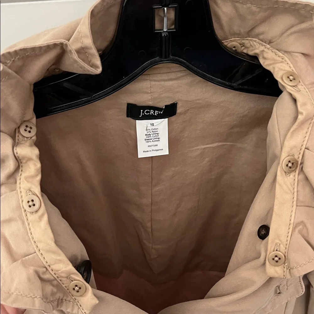 J. Crew Tan Double-Breasted Pea Coat with Red Cuff Detail - Picture 3 of 4